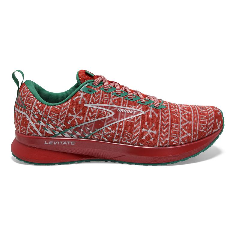 Brooks Levitate 5 Men's Road Running Shoes - Red/White/Green (36574-DOXR)